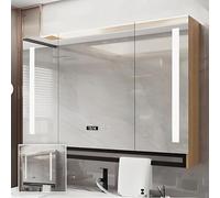 Dimmable LED Bathroom Mirror Cabinet - Wall-Mounted Medicine Cabinet with Time Display & Modern Vanity Storage Perfect for Makeup & Daily Essentials