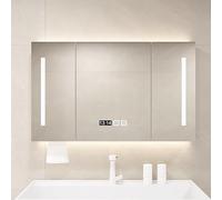 Dimmable LED Bathroom Mirror Cabinet with Anti-Fog Touch Switch 100cm Wall-Mounted Medicine Storage Stylish Makeup Mirror Color B - Perfect for Modern Interiors