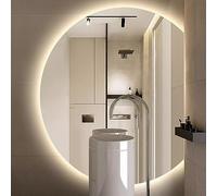 Dimmable LED Bathroom Mirror Frameless Touch Switch Anti-Fog Half-Circle Wall Vanity Mirror Bright Makeup Mirror - Left Cut 90cm Size