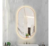 Dimmable LED Bathroom Mirror with 3 Color Temperatures Smart Makeup Mirror with Aluminum Frame Wall-Mounted Elegant Rose Gold Design