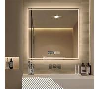 Dimmable LED Bathroom Mirror with Front & Backlight, Anti-Fog, Shatter-Proof, Modern Vani Mirror, 3 Color, Memory Funct, Slish Wall Décor.