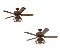 72205 Barnett 122 cm Barnwood Indoor Ceiling Fan, Dimmable LED Light Kit with Cage Shade, Remote Control Included