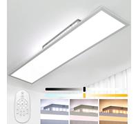 Dimmable LED Ceiling Light 120 x 30 cm 52 W Ultra Thin with Rear Light Remote Control High Brightness 2700K 6500K - Warm Natural Cool White Light Panel Lamp for Living Room Kitchen Workshop Office