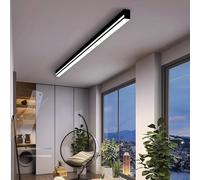 Dimmable LED Ceiling Light 2700K6500K with Remote Control Modern Aluminium Lamp for Bedroom Living Room Kitchen - 100cm Black Indoor