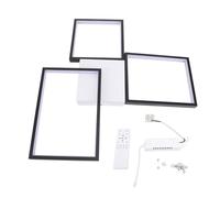 Dimmable LED Ceiling Light, 3 Heads Squares Ceiling Lamp Fixture with Remote, Suitable for Bedroom Kitchen Dining Room Office, Modern Art Sense Lighting Fixture, 3000lm, 80 CRI