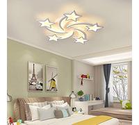 Dimmable LED Ceiling Light, 5-Light 42W Modern Chic Star Shape Ceiling Lamp Fixture with Remote Control for Girls Bedroom Kids Room Bedroom (White) Small Gift