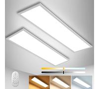 Dimmable LED Ceiling Light Panel 100 x 25 cm with Remote Control, 28 W Ceiling Light with High Brightness, 2700 K-6500 K Warm White Cool White Daytime Slim Ceiling Light for Office, Workshop, Living