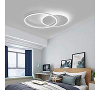 Dimmable LED Ceiling Light with Remote - 3-Ring Acrylic Pendant Lamp for Living Room Bedroom Kids Room Metal Fixture Modern Design Gold Finish (White Bianca 2 Ringe)