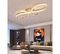 Dimmable LED Ceiling Light with Remote Control - Modern Metal Fixture for Dining Room, Living Room, Bedroom, Kitchen & Office - Stylish Gold Design (60cm)