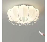 Dimmable LED Ceiling Light with Remote Control - Modern Pearl Decorative Lamp White Acrylic Shade Stylish Indoor Lighting for Bedroom Living Room & Dining Room.