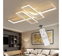 Dimmable LED Ceiling Lights Fixture Rectangle Geometric White Ceiling Light Led with Remote Control Ceiling lamp for LivingRoom Bedroom Kitchen Hall Diningroom Country House 94W White