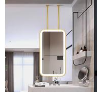 Dimmable LED Ceiling Mirror for Bedroom & Bathroom 40x70cm Detive Wall Makeup Mirror with 3 Color Suspended s Mirror Over Sink