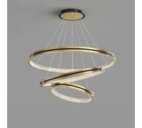 Dimmable Led Chandelier 3 Adjustable Pendent Lamp Blackd Mid Century Hanging Crystals Round High Ceiling Light for Dining Entryway Kitchen Living Room Foyer Vision/a/40+60Cm(30+40+60Cm)