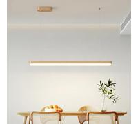 Dimmable LED Chandelier Pendant Light - Full Spectrum Ceiling Lamp Height Adjustable Remote Control Original Wood Design for Dining Table & Coffee Table 120cm (Wood B)