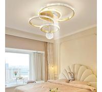 Dimmable LED Crystal Ceiling Light - Modern Round Lamp with Remote Control Adjustable Brightness & Color Metal & Acrylic Design for Living Room Bedroom & Kids' Room Chandelier