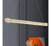 Dimmable LED Crystal Chandelier for Home Modern Linear Pendant Light for Dining Room Luxurious Hanging Ceiling Lamp Creative Decorative Lighting Fixture
