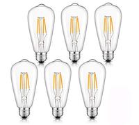 Dimmable LED Edison Bulb Vintage Light Bulb 40w Retro Old Fashioned E27 ST64 Screw Glass Antique Lamp 2700K Warm White 6 Pack