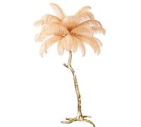 Dimmable LED Feather Floor Lamp Modern Golden Resin Standing Lamp with Foot Switch Stylish Indoor Lighting for Office & Home Reading Decor