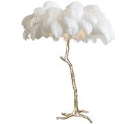 Dimmable LED Floor Lamp with Tall Ostrich Feathers for Princess Bedrooms, Living Room and Office Decor - Elegant Lighting Solution