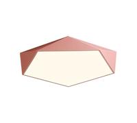 Dimmable Led Flush Mount Ceiling Light Fixture, Nordic Modern Macaron Ceiling Light, Geometric Design Metal Ceiling Lamp with Acrylic Lampshade for Bedroom Living Room Laundry Room, JYLSSKUK, Pink