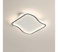 Dimmable LED Flush Mount Ceiling Light Fixture with Remote Control, 3000K-6000K Modern Lamp Black, Close to Ceiling Dining Room Bedroom Square Kitchen Lights