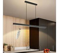 Dimmable Led Light with Remote Control Adjustable Height Dining Room Chandelier Creative Linear Design for Kitchen Island Dining Table C& Living Room/Black/100Cm/40W