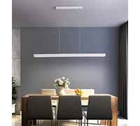 Dimmable Led Light with Remote Control Adjustable Height Dining Room Chandelier Creative Linear Design for Kitchen Island Dining Table C& Living Room/White/100Cm/40W