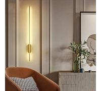 Dimmable LED Long Strip Wall Lights, Modern Simple Aluminum Wall Mounted Background Linear Sconce Lamp, for Bedroom Living Room Corridor Stairs,Black B,80cm (Gold B 60cm)