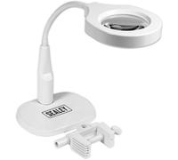 Dimmable LED Magnifying Work Light - Desk & Table Mounted - Flexible Gooseneck