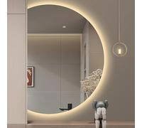 Dimmable LED Makeup Mirror Anti-Fog Backlit Vanity Mirror with Smart Touch Control 3 Color Temperatures Elegant Design 100cm (Left Cut)