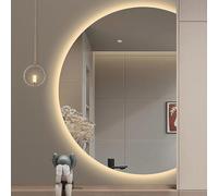 Dimmable LED Makeup Mirror Anti-Fog Illuminated Vanity Mirror Touch Control with 3 Color Options Elegant Decorative Design 110cm Full-Length Mirror