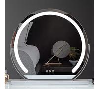 Dimmable LED Makeup MirrorLarge Illuminated Vanity Mirror with Touch Screen Rechargeable Light Up Tabletop Mirror for Bedroom & Dressing Table 42cm x 38cm White