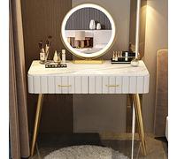 Dimmable LED Makeup Vanity Table with Drawers & Compartments Elegant Dressing Table for Bedroom or Makeup Room Modern White Finish (Stool Not Included)