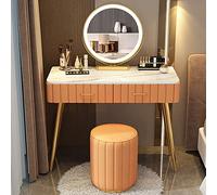 Dimmable LED Makeup Vanity Table with Storage Drawers & Stool - Modern Dressing Table for Bedroom & Makeup Room Stylish & Functional Design Perfect for Beauty Enthusiasts