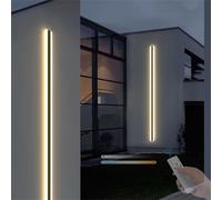 Dimmable LED Metal Wall Light with Remote Control, IP65 Waterproof Outdoor Sconces, 3 Color Temp 2700K-6500K, 40cm Long Strip for Corridor & Bedroom Decor (Black)