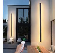 Dimmable LED Outdoor Garden Wall Lights with Remote, IP67 Waterproof Wall Sconces for Deck, Patio & Indoor - Adjustable 2700K-6500K, 40cm 26W Black Lighting