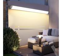 Dimmable LED Outdoor Wall Lights with Remote Control, IP65 Waterproof Acrylic Strip Sconces for Patio, Garden, Hallway, Garage - Modern 80cm Wall Mounted Lighting (White)