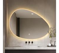 Dimmable LED Oval Bathroom Mirror - 3 Color Backlit Makeup Mirror, 50x70cm/60x80cm, Asymmetric Design, Modern Wall Decor for Vanity & Beauty