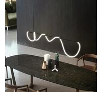 Dimmable LED Pendant Light for Dining Table, Modern Black Linear Chandelier with Remote Control, Creative Hanging Lamp for Kitchen, Living Room, and Dining Room (200cm)