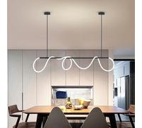 Dimmable LED Pendant Light for Dining Table - Modern Black Linear Chandelier with Remote Control, Creative Hanging Lamp for Kitchen, Living Room, and Dining Room (150cm)