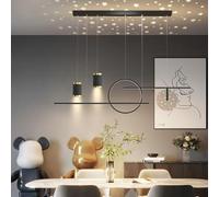 Dimmable LED Pendant Light, Height Adjustable Linear Chandelier for Dining Room, Kitchen & Office, Modern White 120cm Dining Table Lighting Fixture