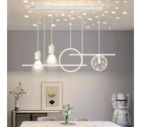 Dimmable LED Pendant Light, Linear Chandelier for Dining Room & Kitchen, Height Adjustable White 120cm Fixture, Modern Office Lighting, Contemporary Dining Table Lamp