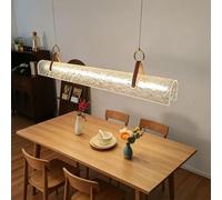 Dimmable LED Pendant Light with Remote, Adjustable Crystal Chandelier, Modern Linear Hanging Lamp for Dining Room, Kitchen, Office, 150cm Long, Elegant Lighting Solution