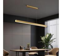 Dimmable LED Pendant Light with Remote Control Modern Rectangular Hanging Lamp for Dining Room Bar Office and Shop 120cm Gold Chandelier Design