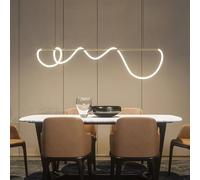Dimmable LED Pendant Light with Remote - Modern Black Linear Chandelier for Dining Room, Kitchen & Living Room, Creative Design, Gold Accents, 200cm Long