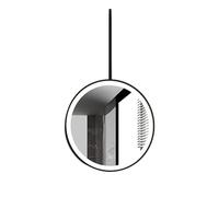 Dimmable LED Round Hanging Mirror - Ceiling Mount Bathroom & Living Room Mirror 80cm/31in Stylish Detive Design in Black - Perfect for Entryway & Vanity Use