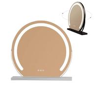 Dimmable LED Round Makeup Mirror with Touch Control 3 Lighting Modes Standing Desk Mirror for Dressing Table Black & White 40cm - Perfect for Flawless Makeup Application