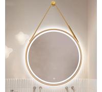 Dimmable LED Round Wall Mounted Bathroom Mirror - Anti-Fog Lighted Vanity Mirror, Large 40CM Gold Framed Design, 3 Color Options for Modern Home Decor