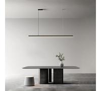 Dimmable Led Suspension Light Modern Adjustable Linear Lamp with Remote Control 40W Black Chandelier for Dining Room Kitchen Island Office 90Cm/90Cm