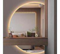 Dimmable LED Vanity Mirror - Anti-Fog Wall-Mounted Half-Circle Bathroom Mirror with Touch Switch Smart Courtesy Mirror 110/120CM Left Cut - Illuminated Retro Design